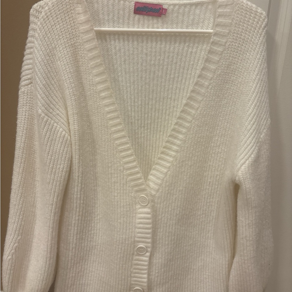 Edikted Cream Button-Up Cardigan